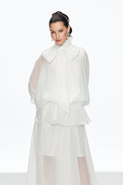 Caleigh Bow Ruffle Maxi Dress