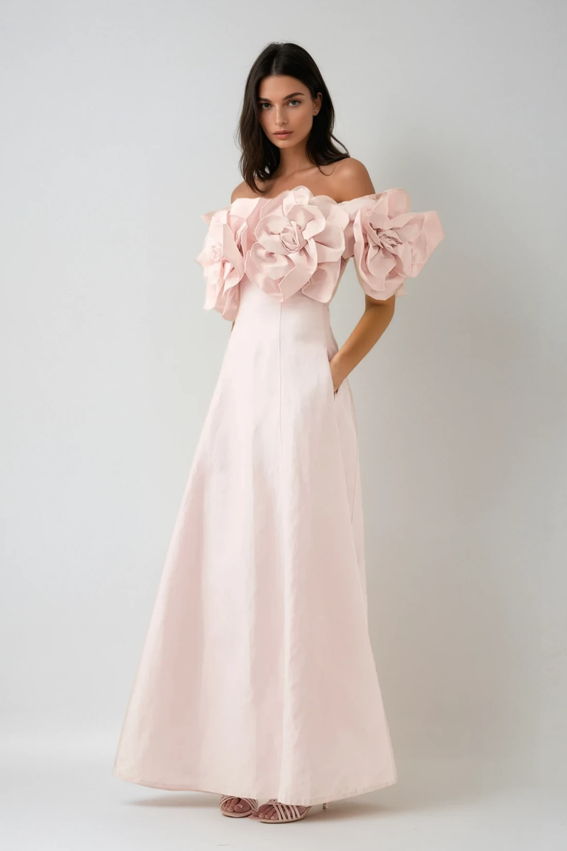 Calypso Flower Maxi Dress in Pink