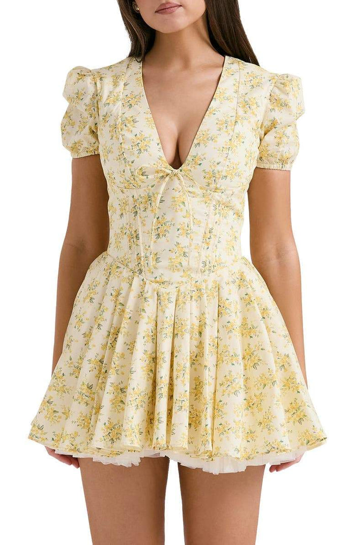 Camellia Puff Sleeve Mini Dress
