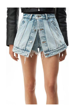 Denim Fake Mini Skirt