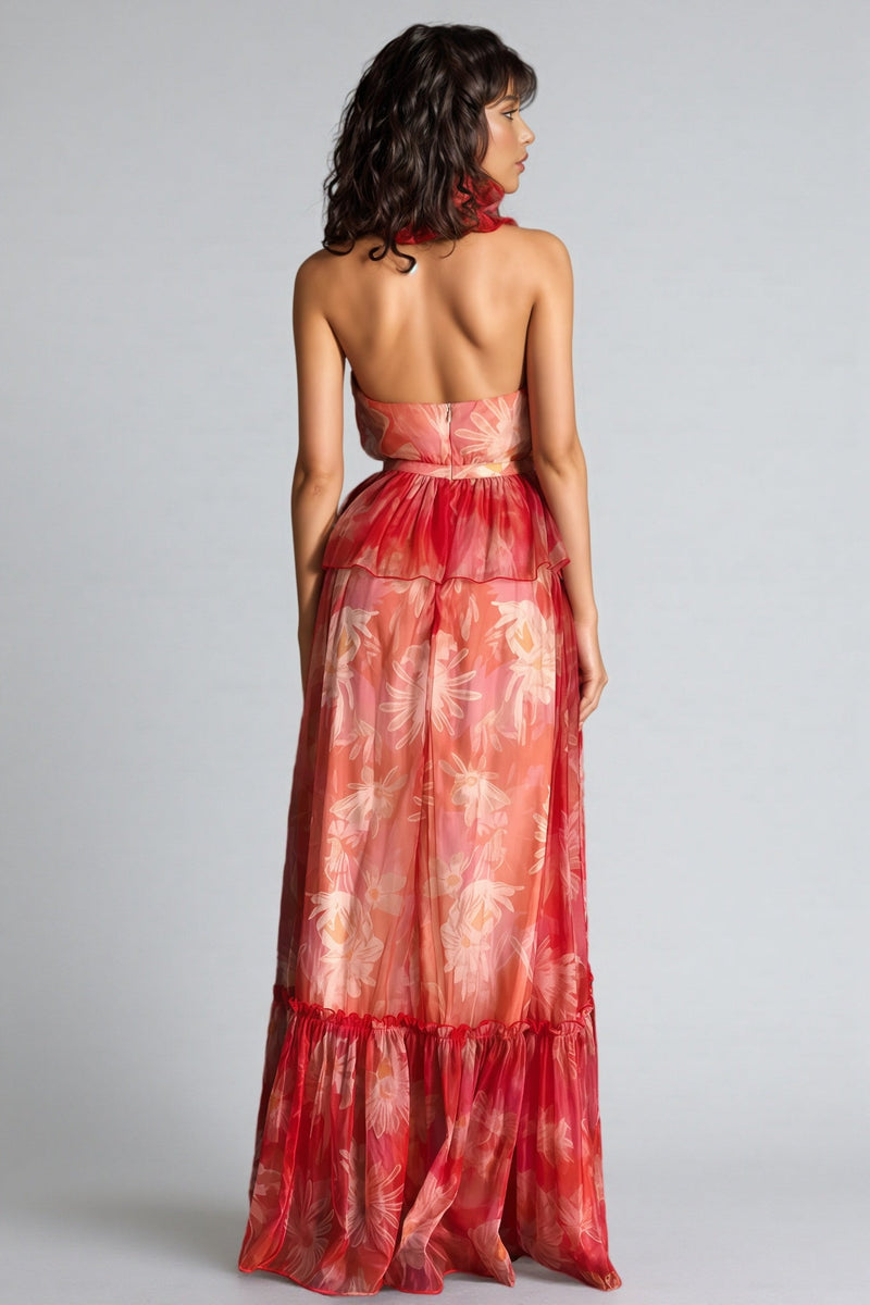 Pia V-neck Ruffle Maxi Dress