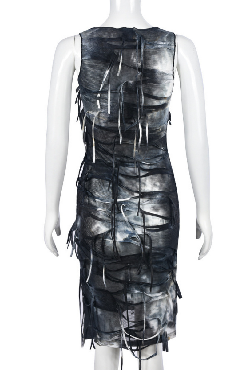 Carrie Tie Dye Fringe Zipper Midi Dress