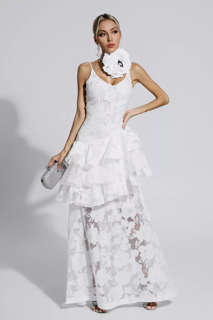 Cassandra White Cut Out Maxi Dress