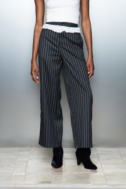 Cassio Stripe Lace Straight Pants