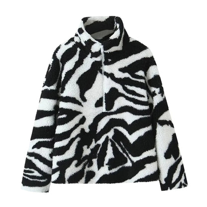 Contrast Woolen Long Stand Zippers Warm Spring Autumn Coat