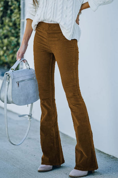 Color Corduroy High-rise Flare Pants