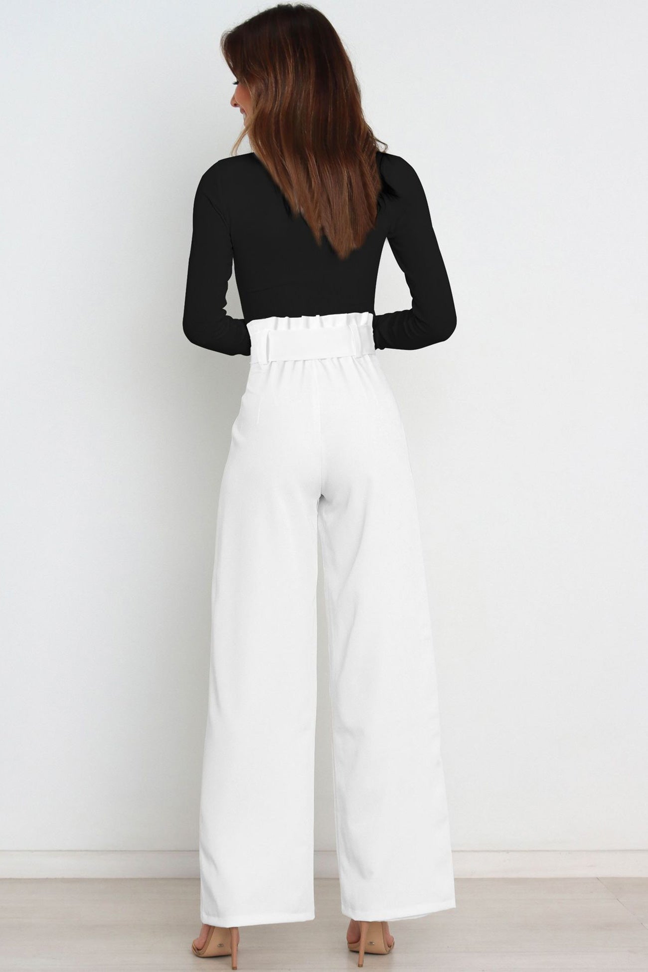 Tie-front Loose Straight Long Pants