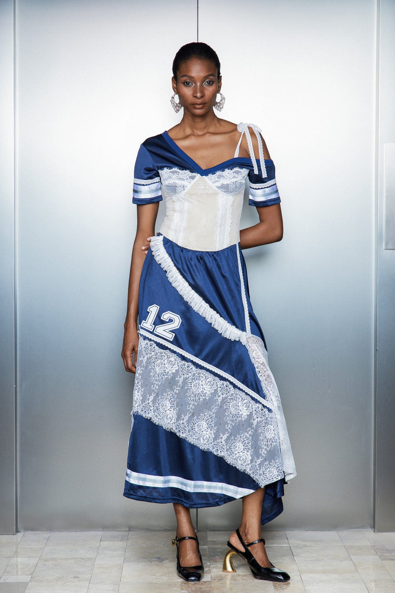 Catharine Lace Deconstruct Asymmetric Maxi Dress