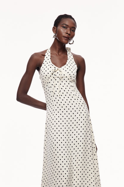 Cavad Dot Halter Neck Maxi Dress
