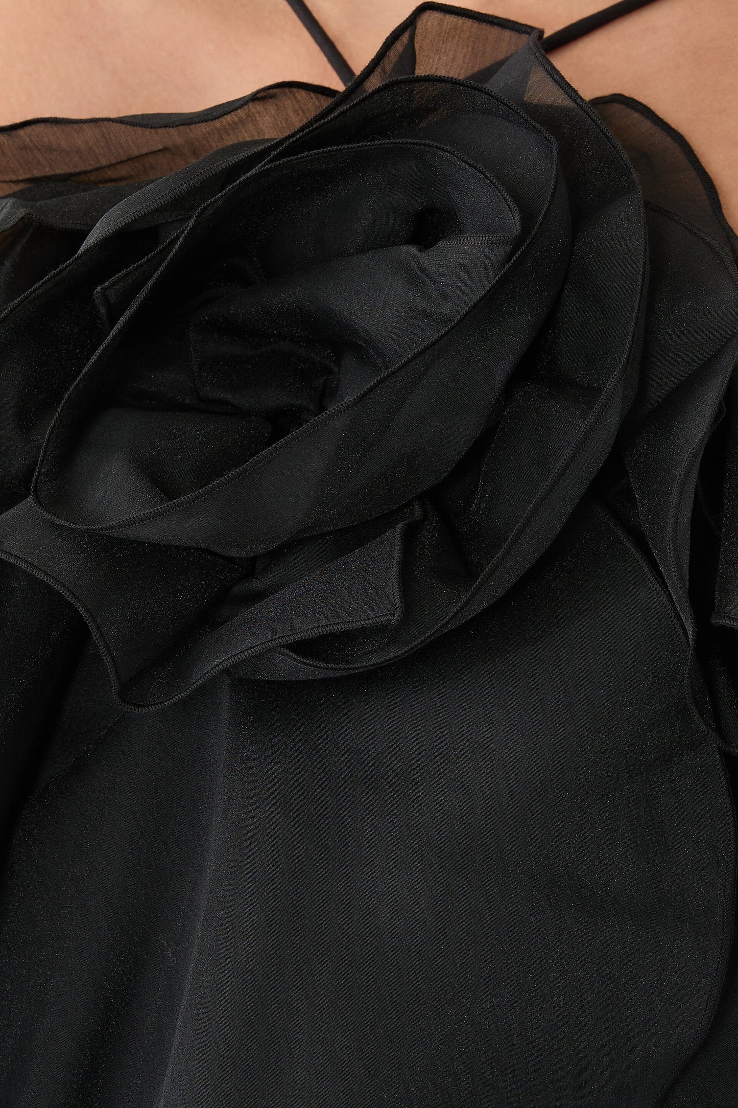 Caysie Halter Ruffle Layered Maxi Dress - Black