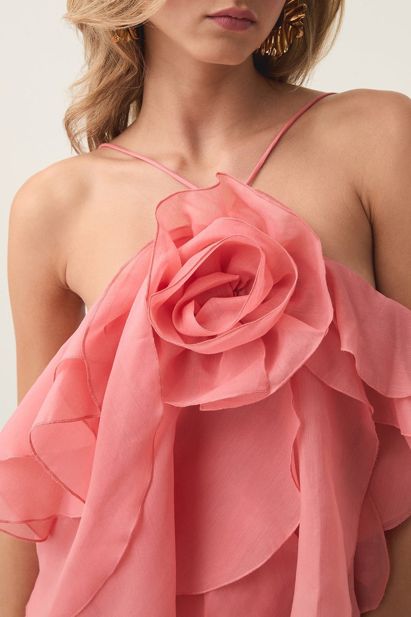 Caysie Halter Ruffle Layered Mini Dress - Orange
