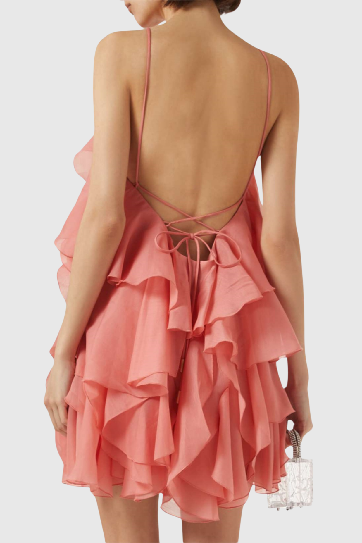 Caysie Halter Ruffle Layered Mini Dress - Orange