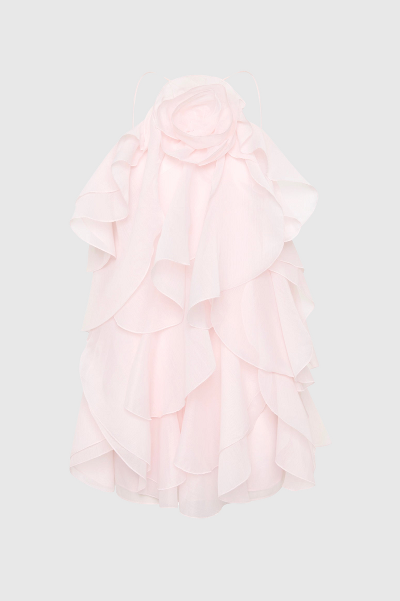Caysie Halter Ruffle Layered Mini Dress - Pink