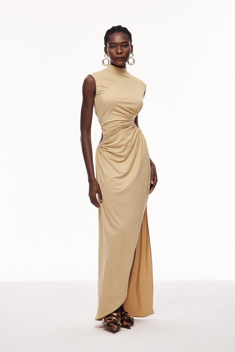 Celestine Drawstring Cutout Maxi Dress
