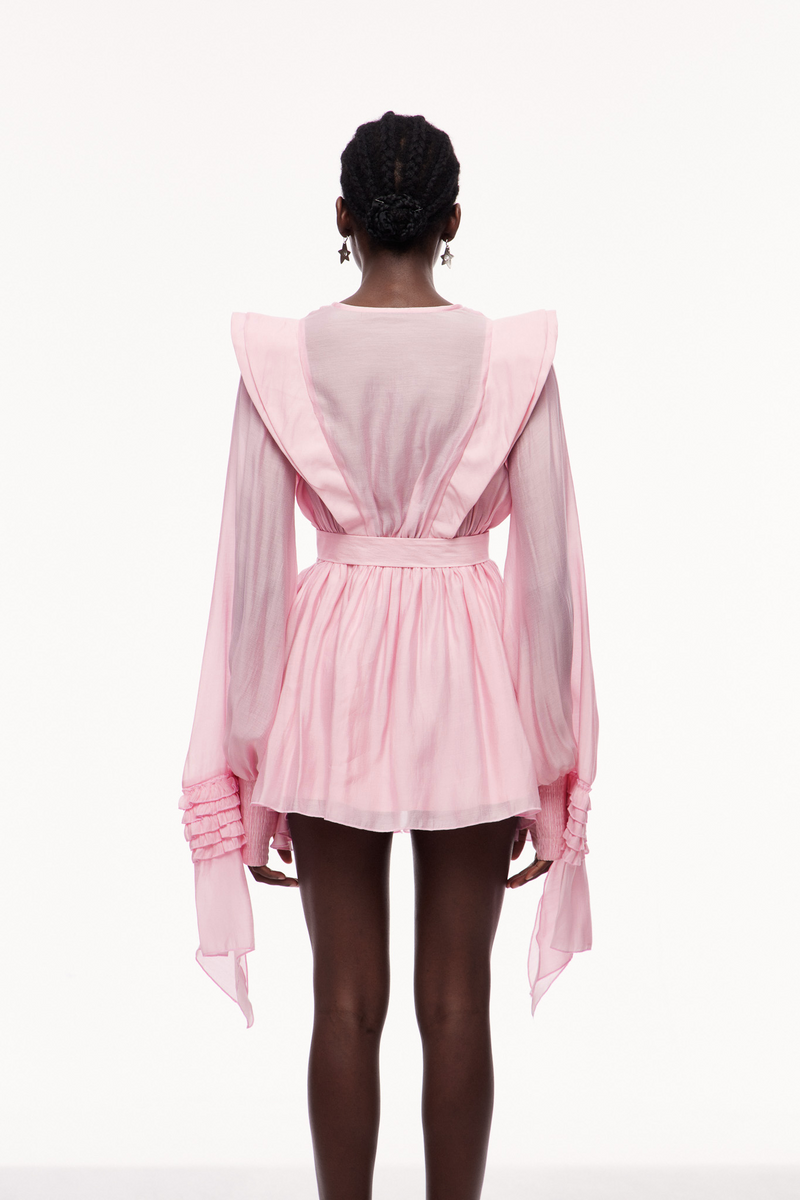 Celsus Ruffle Cutout Mini Dress in Pink