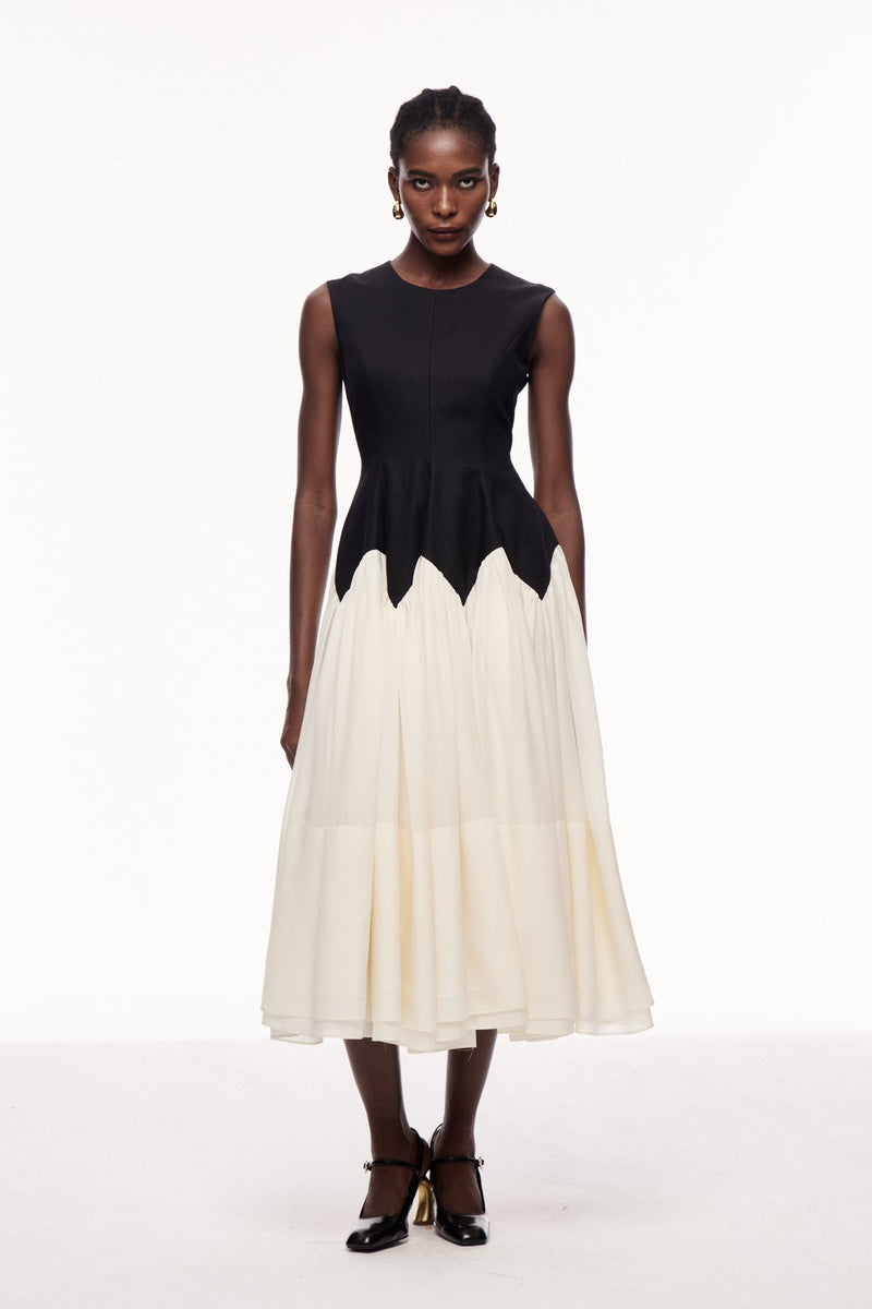 Ceres Ruffle Sleeveless Midi Dress