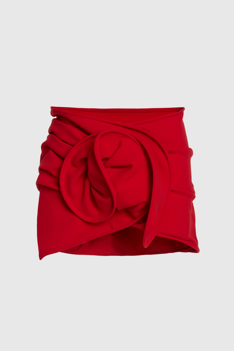 Ceyla Appliqué Skirt - Red
