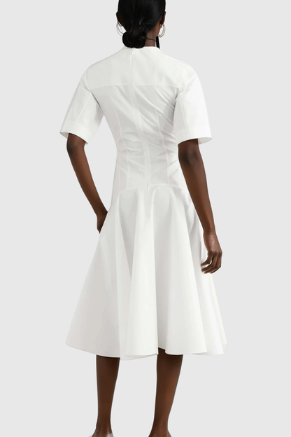 Chalice Deconstruct Ruffle Midi Dress in White