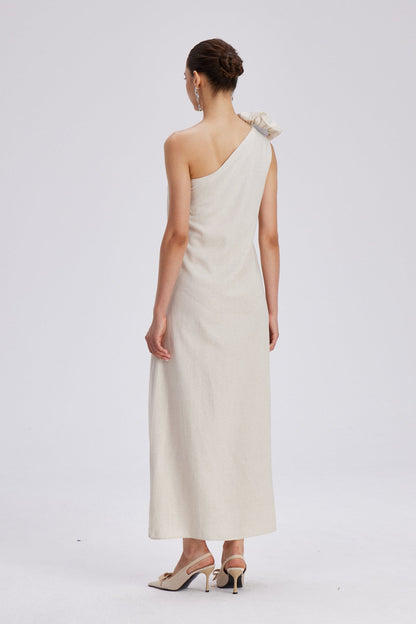 Charlotta Flower One Shoulder Maxi Dress