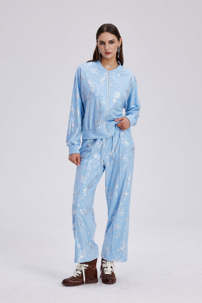Chavaqquq Metallic Print Pants Set