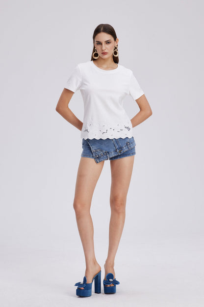 Charley Deconstruct Asymmetric Denim Skirt