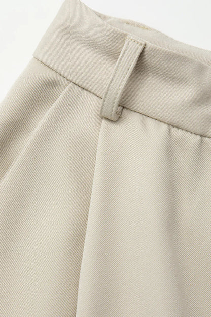Cherry Beige Tie Back Vest and Straight Leg Suit Pants Set
