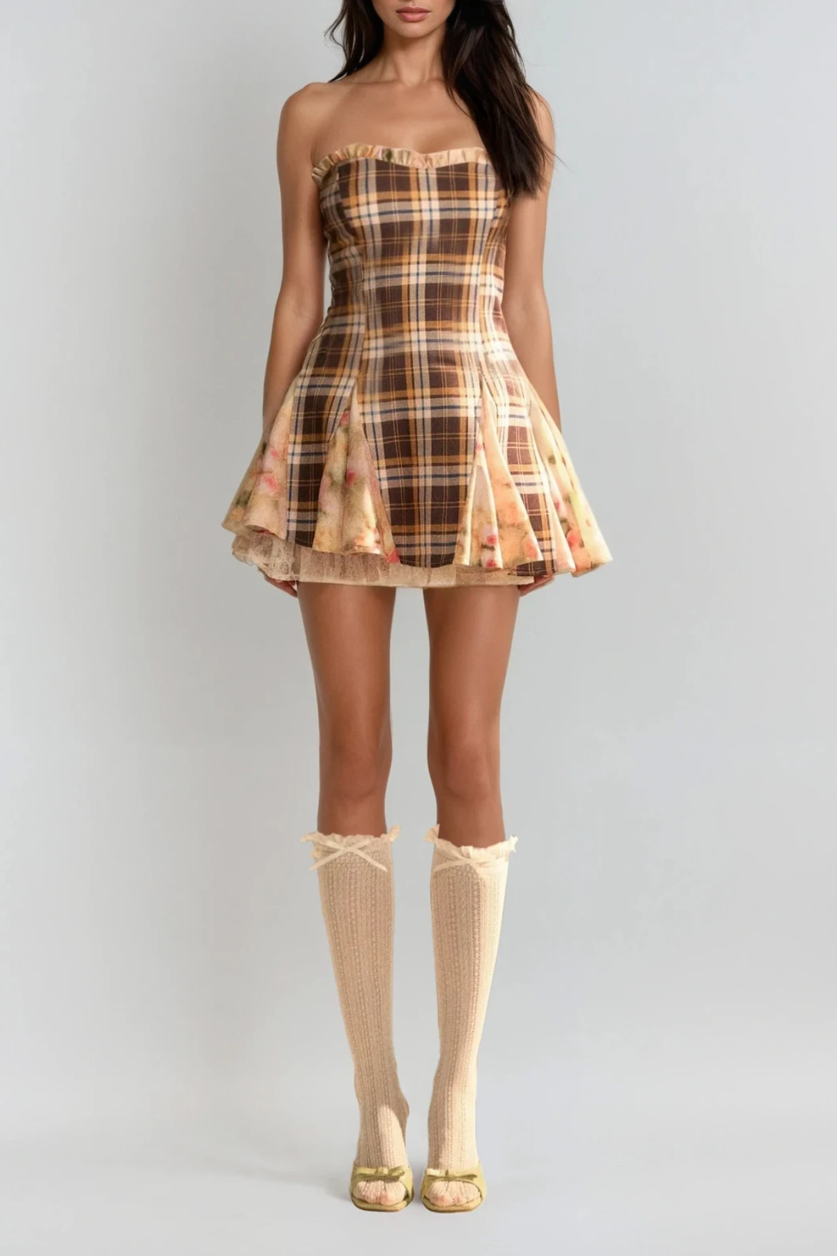 Chinyelu Strapless Grid Mini Dress