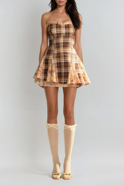 Chinyelu Strapless Grid Mini Dress