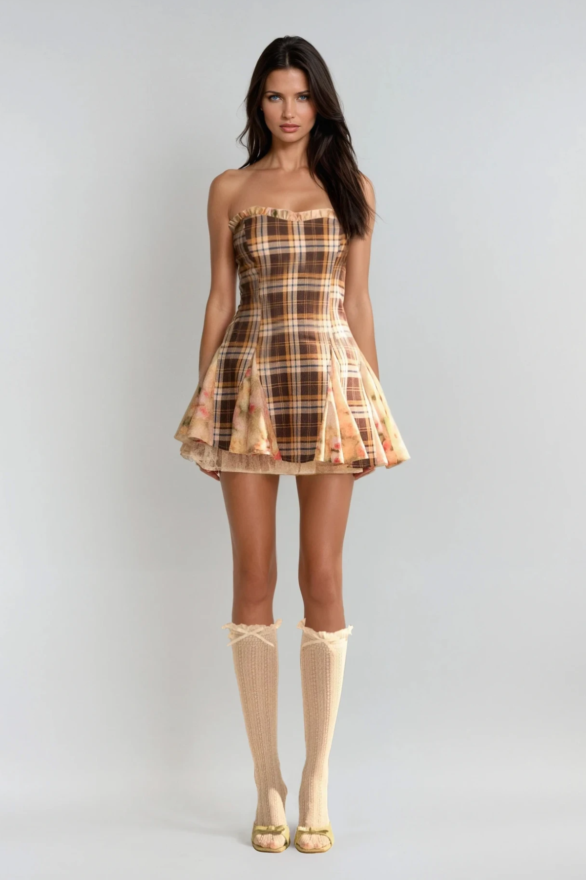 Chinyelu Strapless Grid Mini Dress