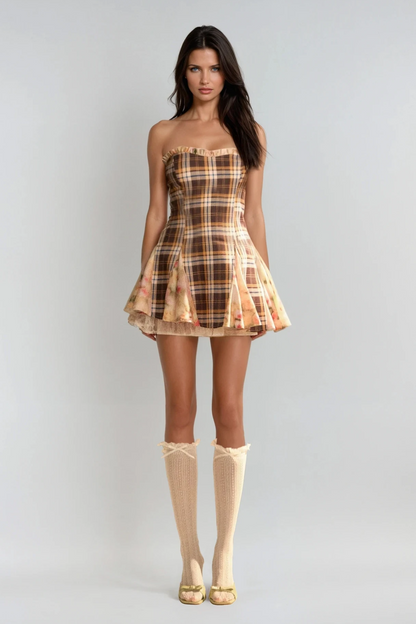 Chinyelu Strapless Grid Mini Dress