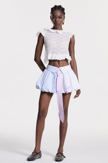 Chiril Stripe Ruch Mini Skirt