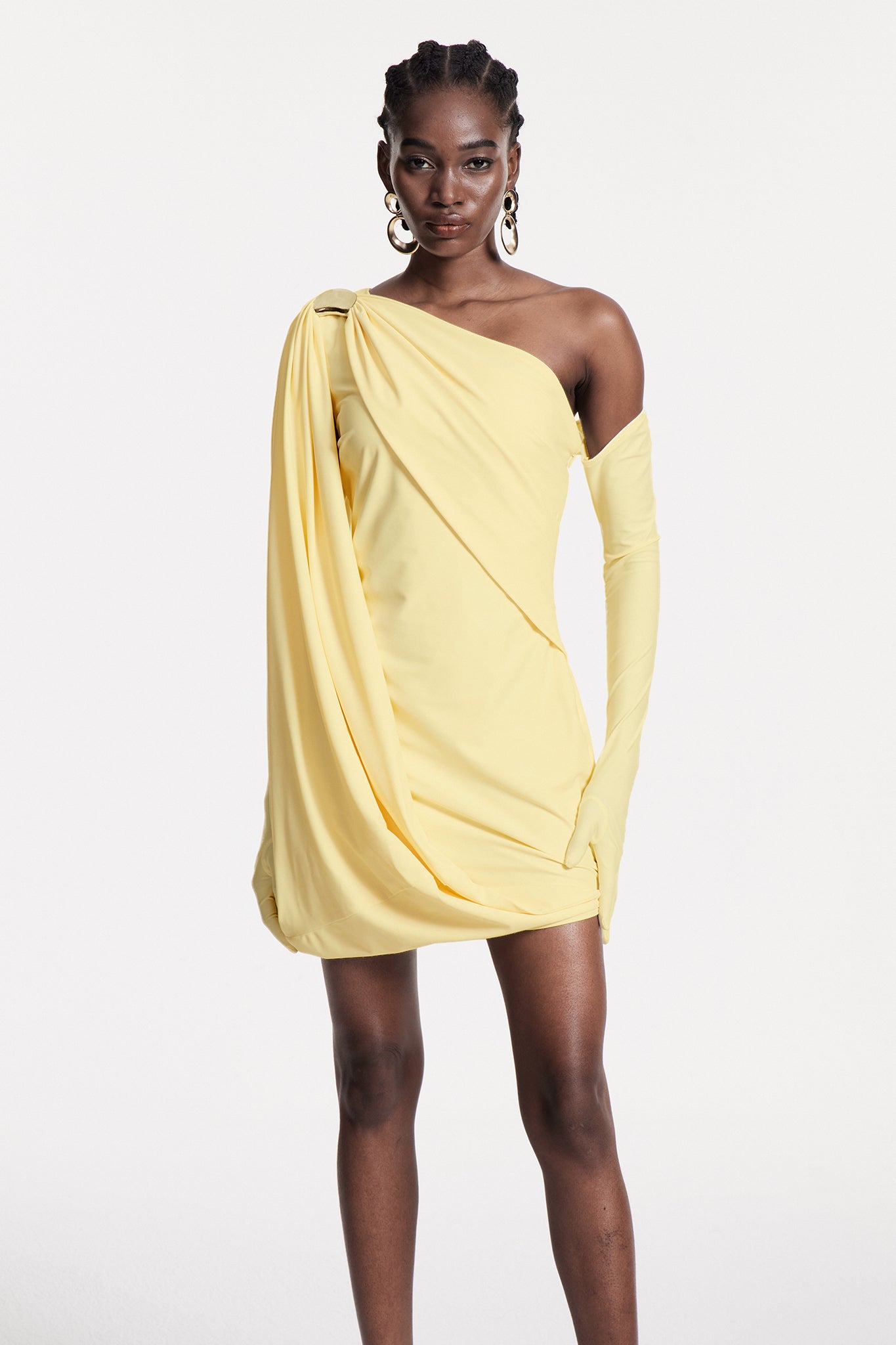 Chlodechilda Shawl Asymmetric Mini Dress