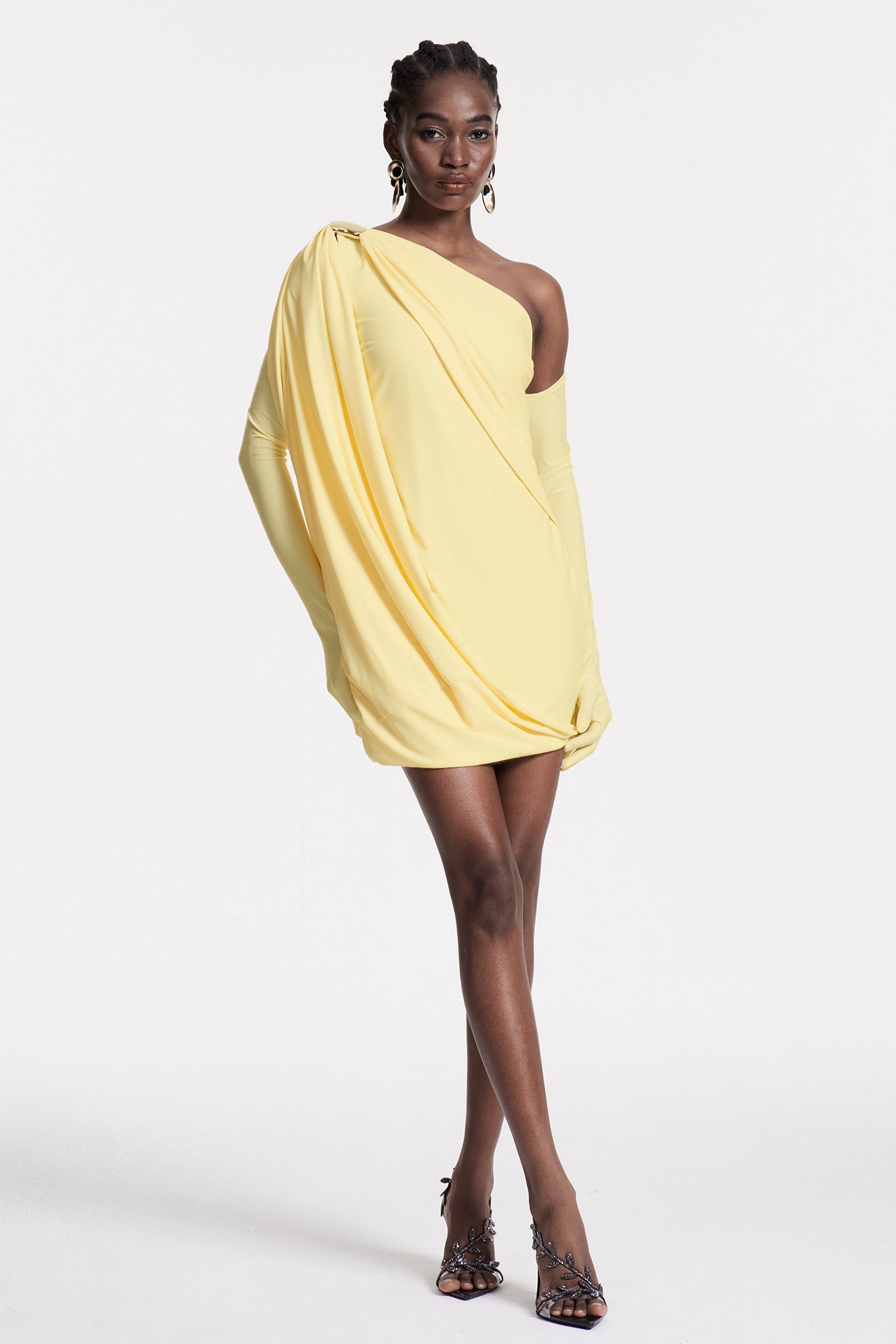 Chlodechilda Shawl Asymmetric Mini Dress