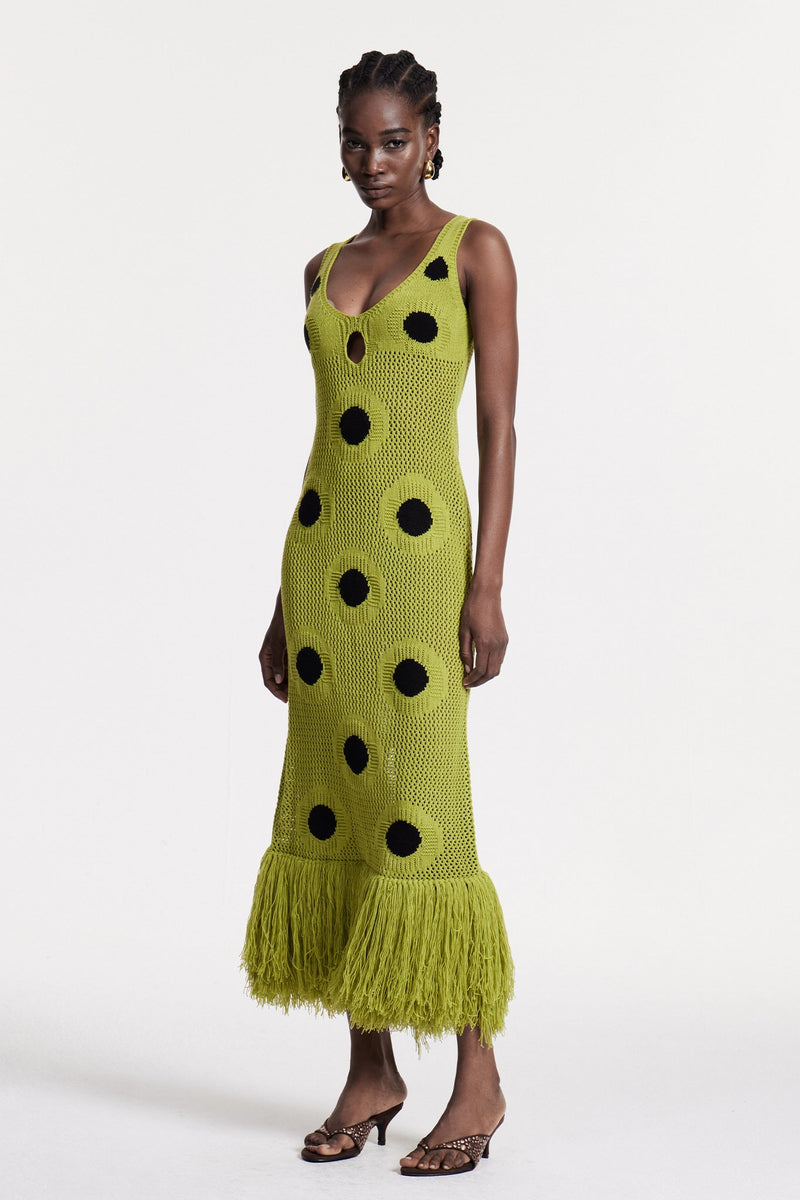 Christen Fringe Knit Maxi Dress