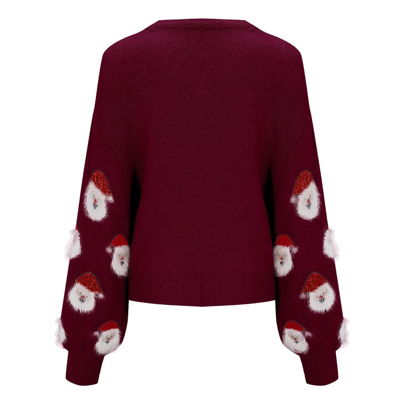 Christmas Santa Head Oversized Sweater