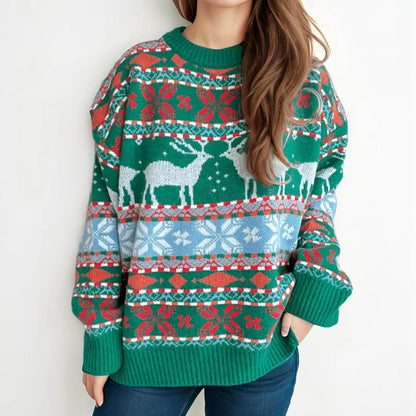 Oversized Deer Knitted Christmas Sweater