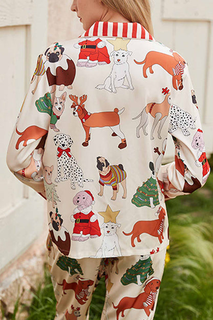 Christmas Dog Long Sleeve Long Pants Loungewear
