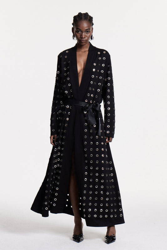 Christmas Eyelet Cutout Coat