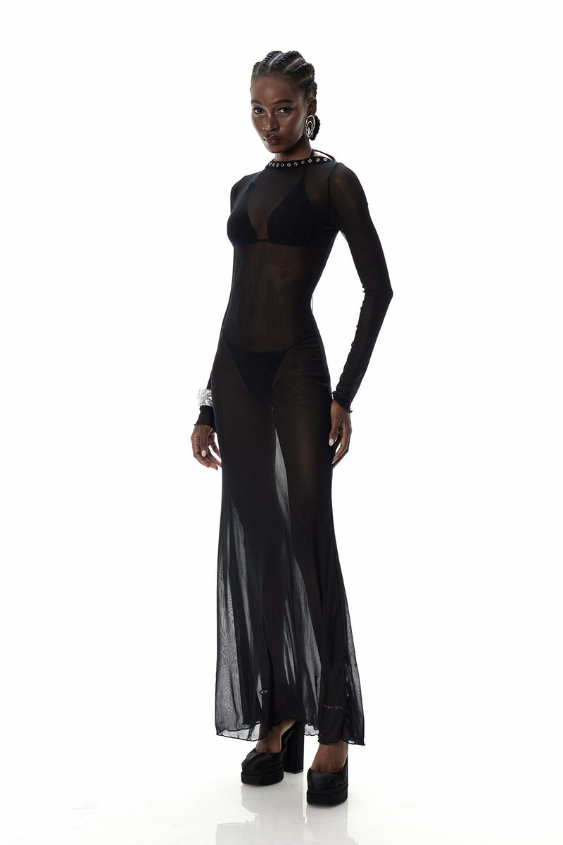 Cierra Backless Lace Up Maxi Dress