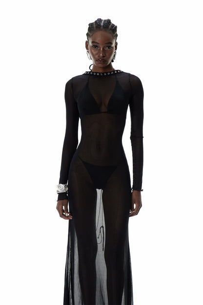 Cierra Backless Lace Up Maxi Dress