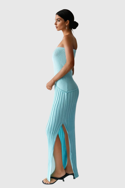 Cilka Strapless Stripe Knit Maxi Dress