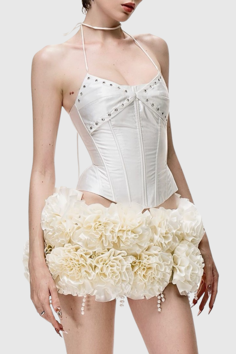 Orsolya Pearl Corset Two Piece Set - Ivory