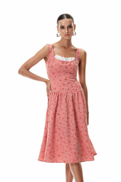 Cletis Grid Midi Dress