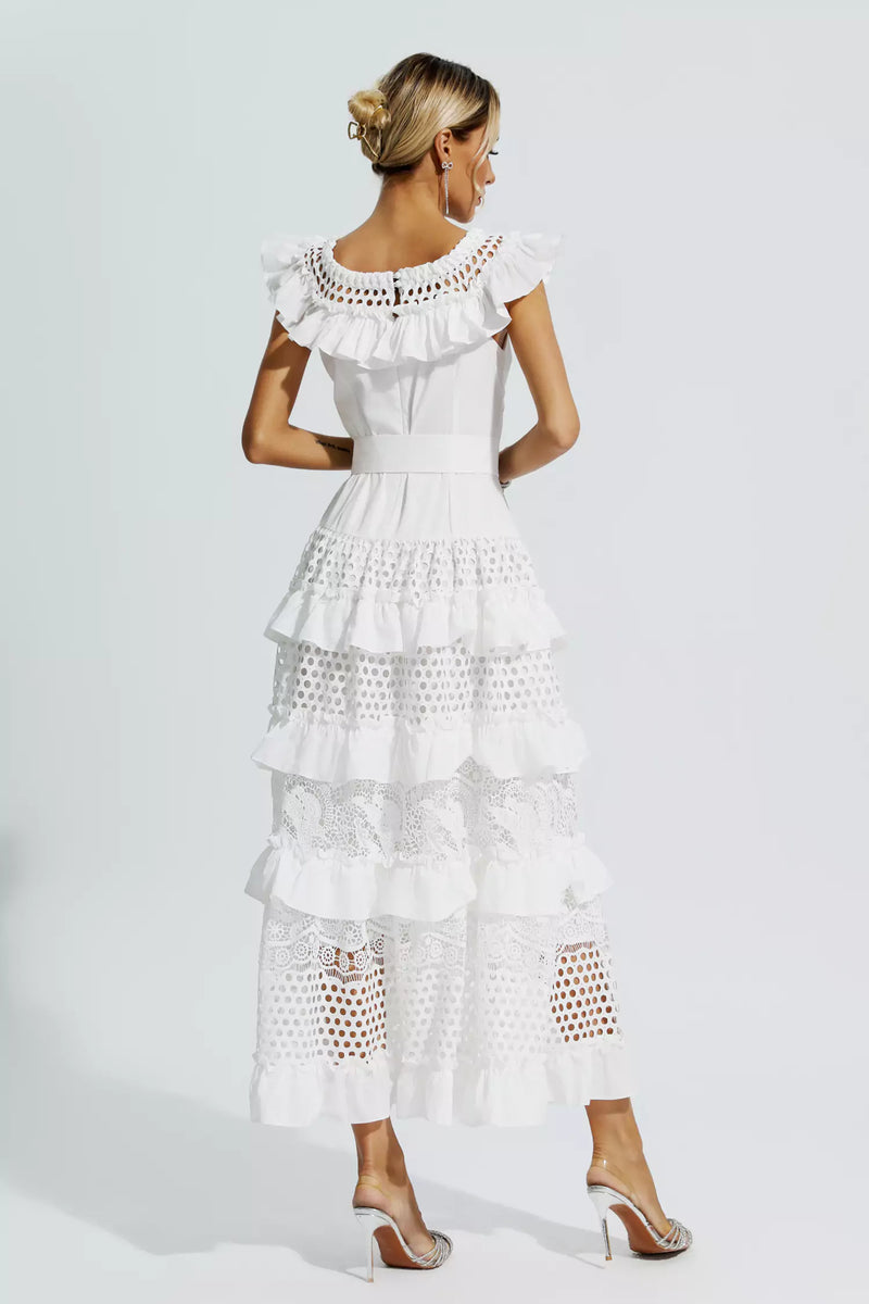 Colette White Lace Cutout Maxi Dress