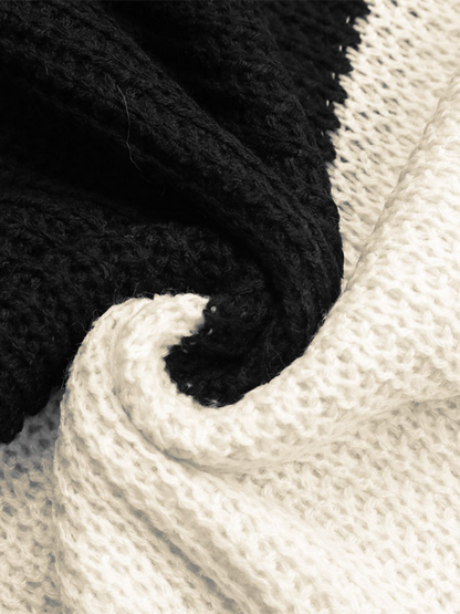 | Black Grey Stripe Block Sweater