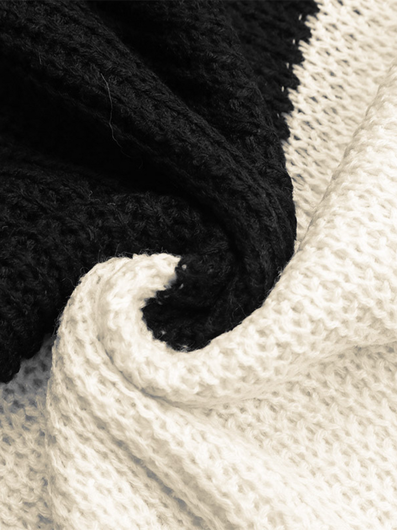 | Black Grey Stripe Block Sweater