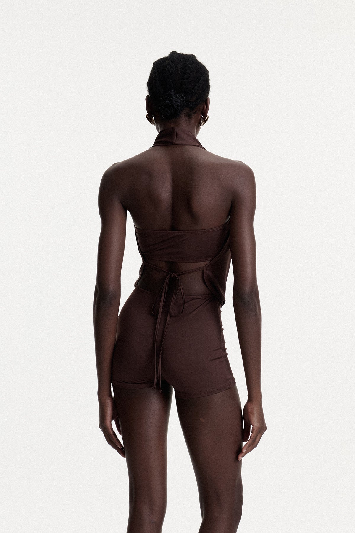Comhghall Cowl Neck Pants Set in Brown