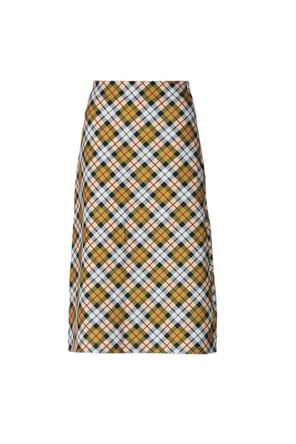 Contrast Plaid High Waist Midi Skirt