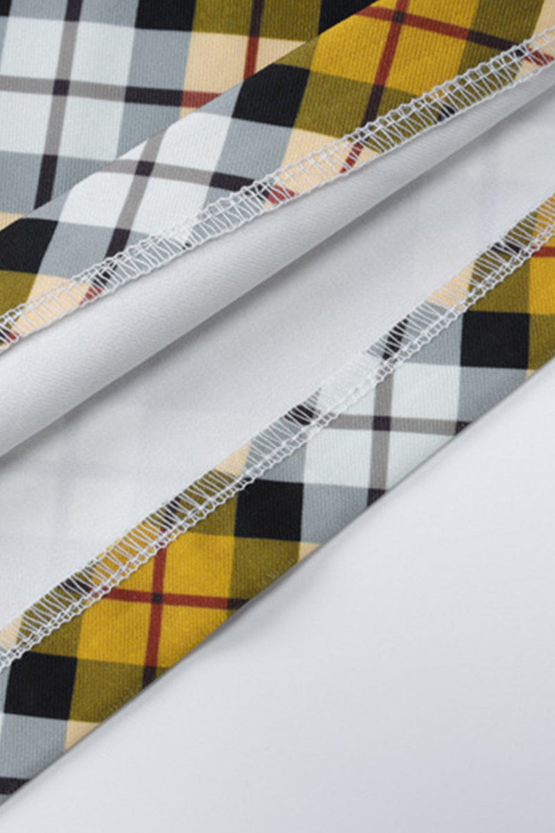 Contrast Plaid High Waist Midi Skirt