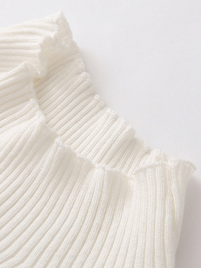 Contrast-trim Asymmetrical Mock Neck Sweater